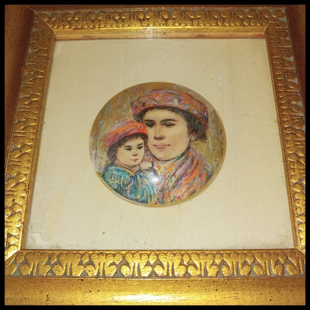 Edna Hibel Framed Porcelain Plaque *please read*